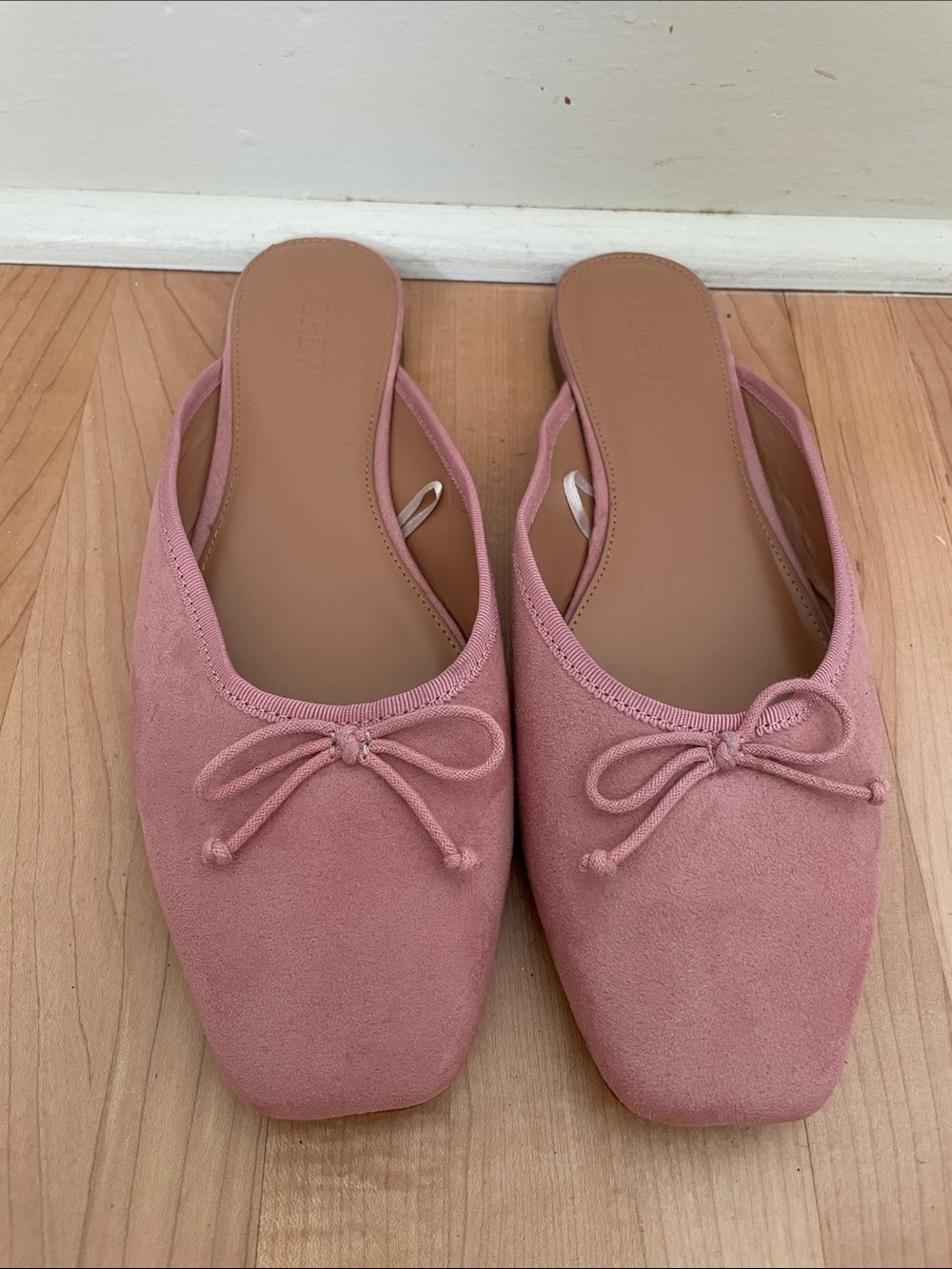 J. Crew Factory Women’s Pink Suede Bow Mule Flats, sz 8